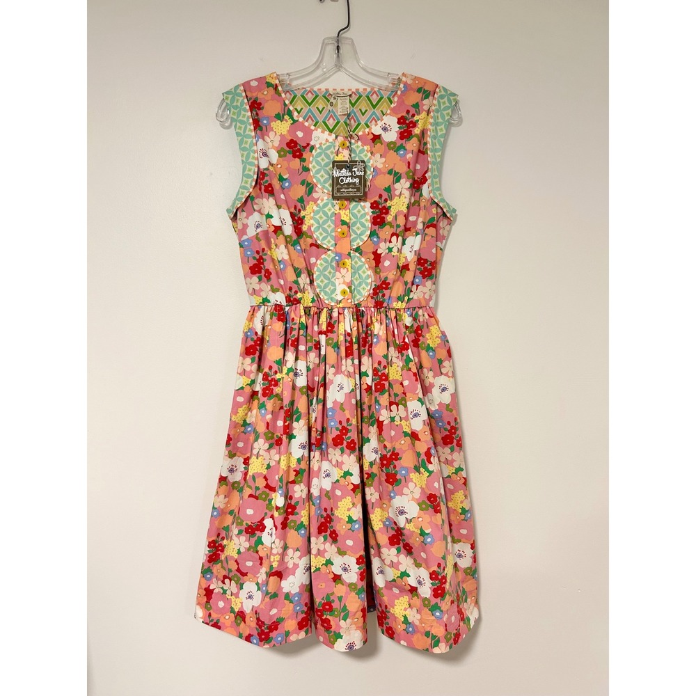NEW Matilda Jane Women Leah Floral Geometric Sleeveless Fit & Flare Dress Pink M